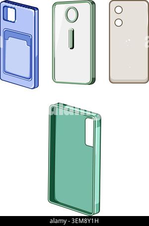 Different mobile phone back covers flat vector Stock Vector