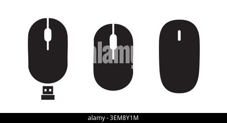 Black Silhouette Set of Modern Wireless Computer Mice Stock Vector