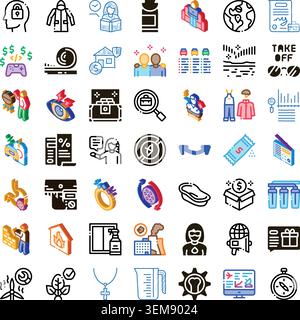 Diverse collection of business and technology related icons Stock Vector