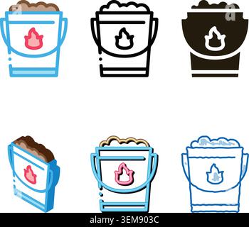 variations fire bucket with sand icon outline Stock Vector
