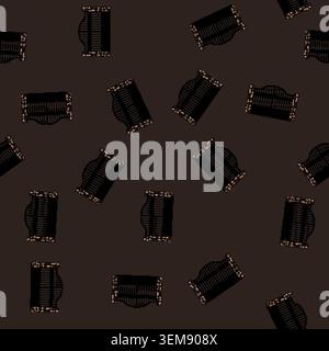 seamless pattern Ornate iron entrance gate with stone pillars Stock Vector