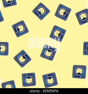 seamless pattern dials retro control panel cartoon vector Stock Vector