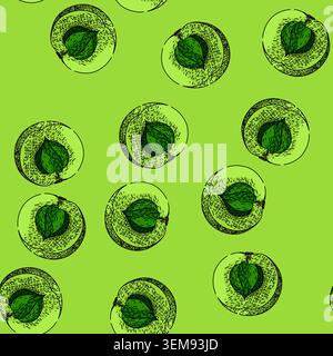 pattern green amla sketch hand drawn Stock Vector