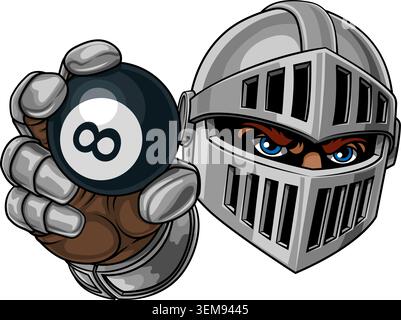 Medieval Knight 8 Ball Pool Billiards Team Mascot Stock Vector