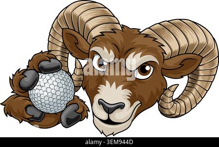 Ram Billy Mountain Goat Sheep Bighorn Golf Mascot Stock Vector