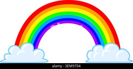 Rainbow with Clouds on either side Stock Vector