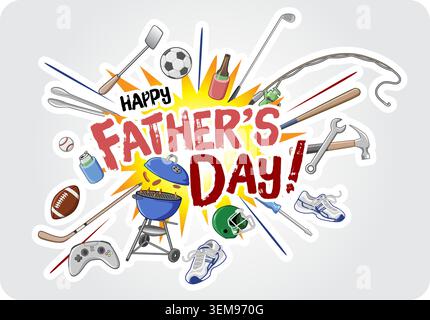 Father's Day - Fun Exploding Collage - Framed Stock Vector