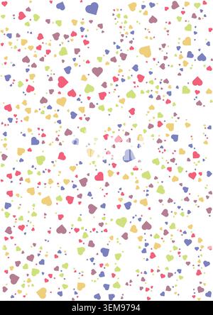 Colorful heart confetti pattern vector illustration with playful multicolor love themed accents Stock Vector