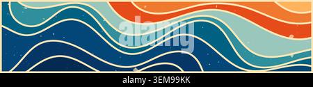 A groovy zebra horizontal pattern with color wavy lines. Stock Vector