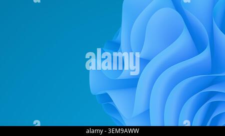 Abstract 3d background featuring elegant blue flowing waves. Minimalist design creates a professional look with copy space. Stock Photo