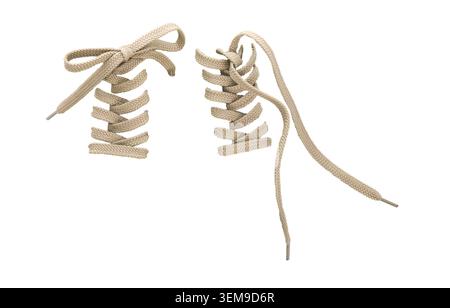 Pair of shoe laces on white background Stock Photo