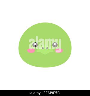 Cute Kawaii Turtle Face Flat Vector Illustration on White Background Stock Vector
