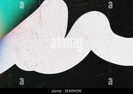 Abstract white graphic wave pattern on dark background with light leaks and grain Stock Photo