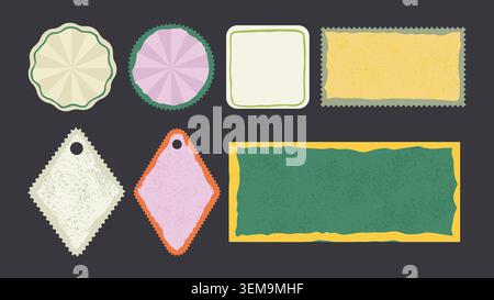 Retro Textured Postage Stamp Vintage Frame Label Set, Tag, Sticker, Card, Invitation Vector Border Collection Stock Vector