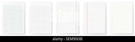 Copybook Notebook Notepad Paper Grid Lined Squared Plan Page Paper Vector Note Set Blank Post Label Stock Vector