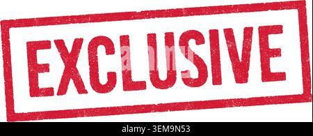 Vector illustration of the word exclusive in red ink rectangular stamp Stock Vector