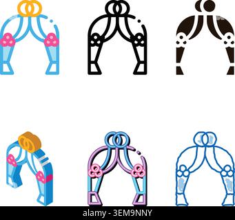 types celebration wedding decoration arch vector icon Stock Vector
