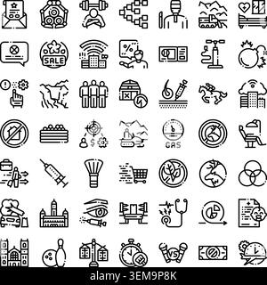 Diverse linear icon set exploring concepts of modern life Stock Vector