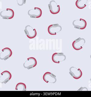 seamless pattern hook carabiner clip cartoon vector Stock Vector