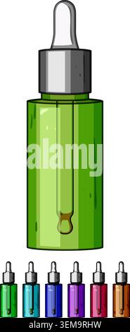 Glass dropper bottle holding liquid cosmetic skin serum Stock Vector