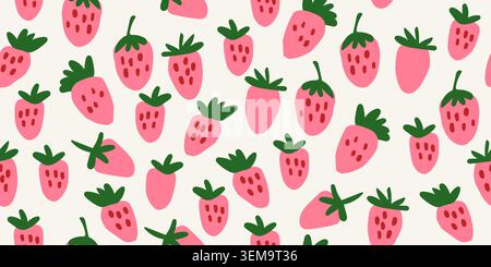 vector seamless pattern with strawberries. doodle pattern for childrens textile. Vector illustration Stock Vector