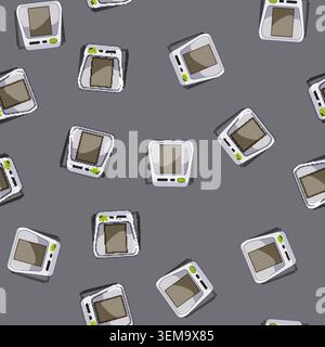 seamless pattern hecare blood pressure monitor cartoon vector Stock Vector