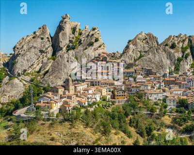 Aerial View of Castelmezzano Village in Basilicata Italy Stock Photo