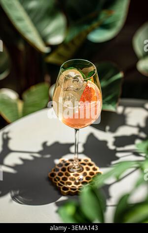 Refreshing citrus cocktail with grapefruit and mint Stock Photo