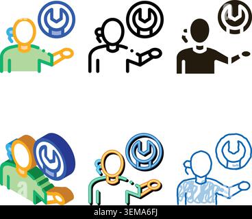 contact help setting problems pack icon vector outline Stock Vector