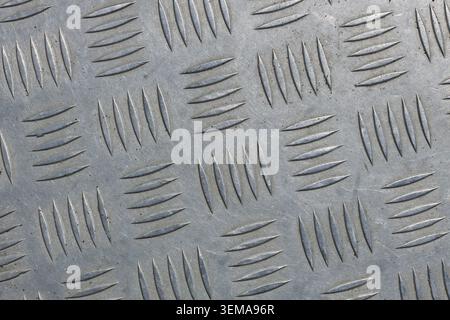 Industrial silver metal diamond tread plate texture Stock Photo