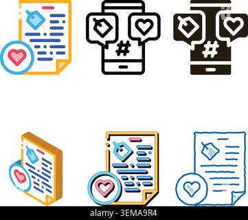 document heart icon stylized vector outline Stock Vector