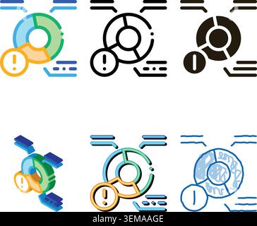pie chart error mix icon vector outline Stock Vector
