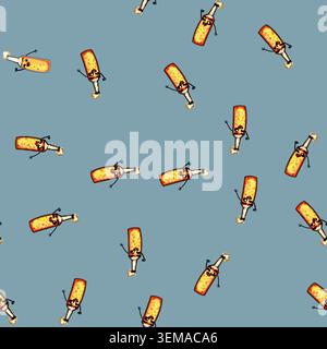 seamless pattern alcohol beer bottle character cartoon vector Stock Vector