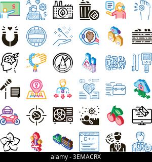 Various line and isometric icons collection set Stock Vector