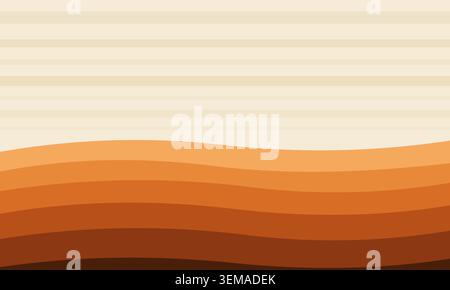 Retro 70s style abstract background with wavy orange and brown stripes Stock Vector