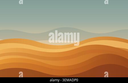 Abstract wavy landscape background with layered orange and teal hills Stock Vector