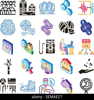 Diverse icon set representing business and industrial concepts Stock Vector