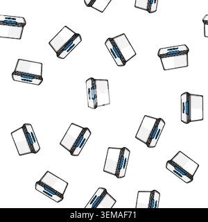 pattern White plastic storage box with blue latch Stock Vector