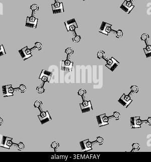 seamless pattern Piston and connecting rod engine component mechanism Stock Vector