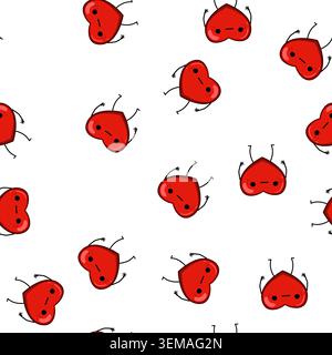 pattern retro heart character cartoon vector Stock Vector