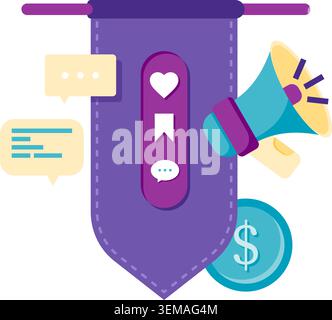 Social media campaign and brand promotions Stock Vector