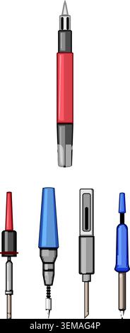 Soldering iron tools and various electronic tips Stock Vector