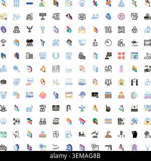 Abstract icon set visualizing business and technology concepts Stock Vector