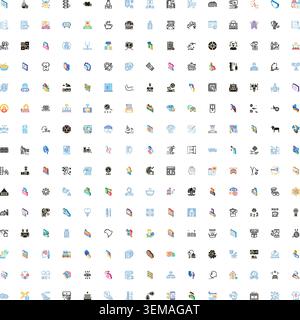 Large collection of diverse isometric business technology icons Stock Vector