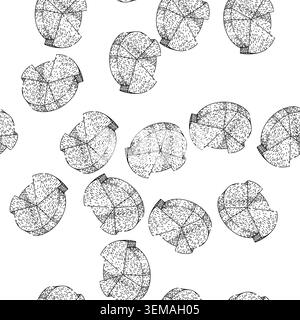 seamless pattern segments pie chart sketch hand drawn Stock Vector