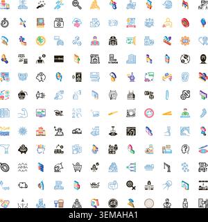 Large collection isometric icons symbols vector graphics Stock Vector