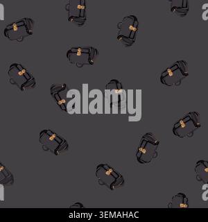 seamless pattern leather briefcase color icon vector Stock Vector