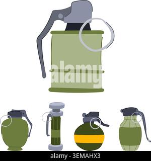 Hand grenade collection with various designs Stock Vector