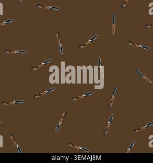 seamless pattern equipment military knife cartoon vector Stock Vector