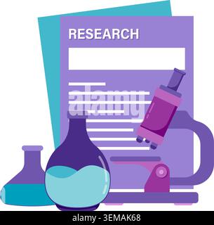 Microscope and research sheets Stock Vector